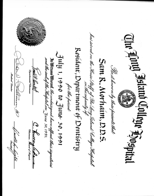 Long Island College Hospital Certificate
